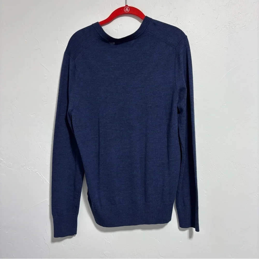 Banana Republic Extra Fine Merino Wool Sweater Medium Men's Blue Navy V Neck Vee
